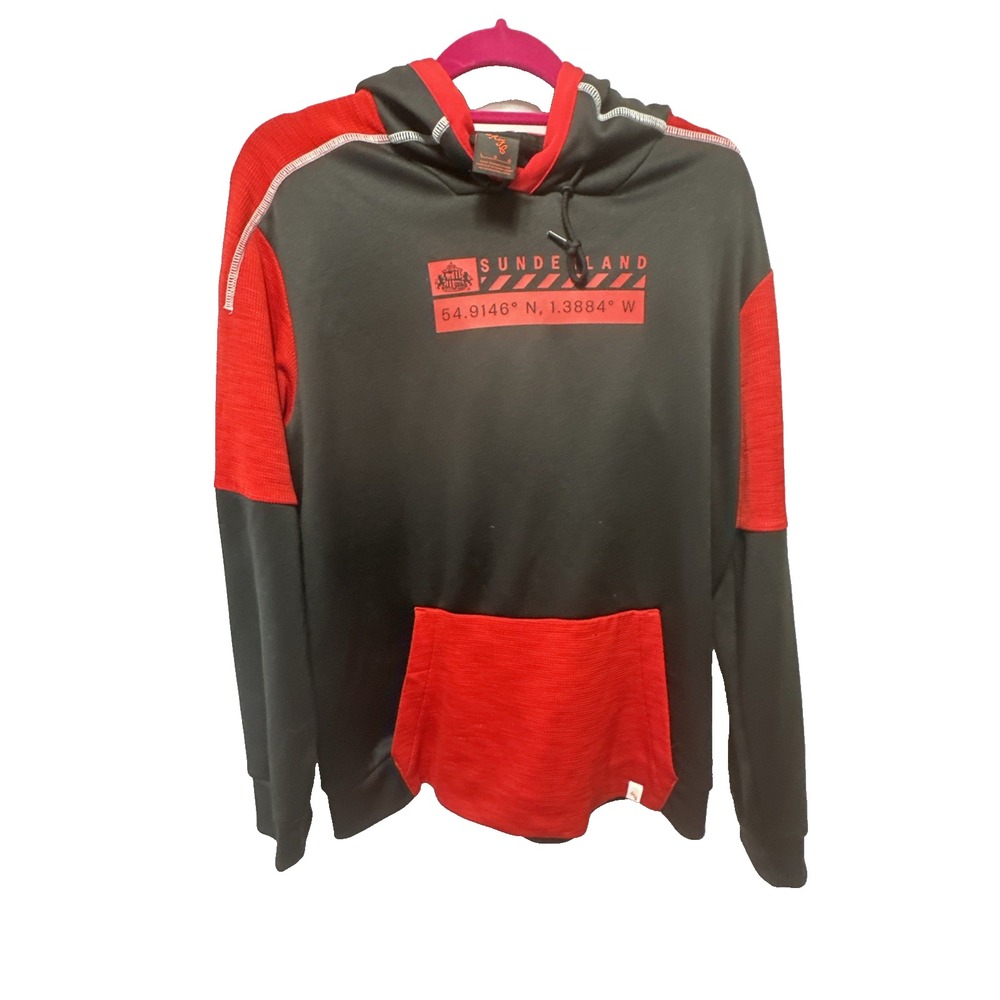 SAFC Sunderland Hoodie Black And Red  L Front Pocket EUC